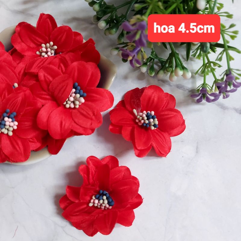 Hoa vải trang trí thủ công , size 2.7cm  đến 7cm
