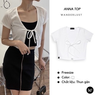 Áo Anna Top trắng mỏng cột dây
