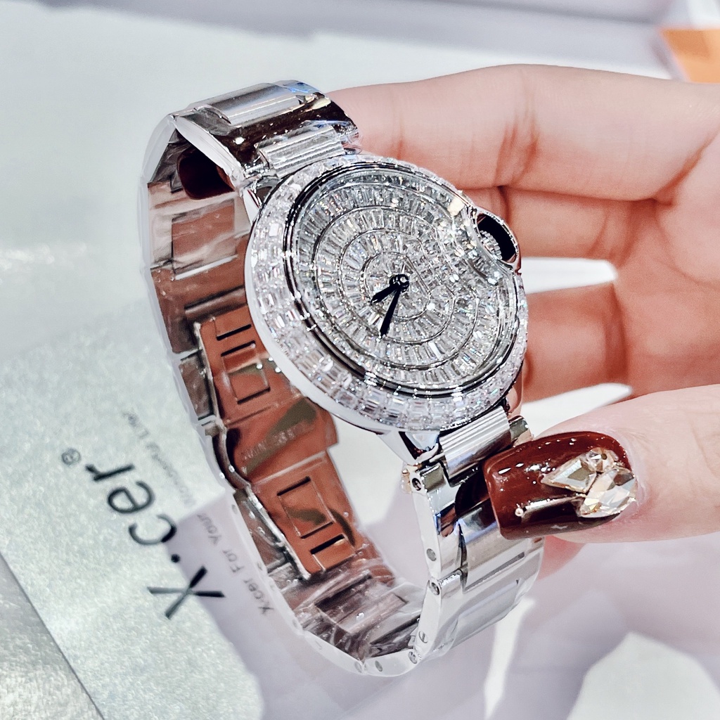Đồng Hồ Nữ X-cer B0605 Mặt Đính Đá Silver 36mm