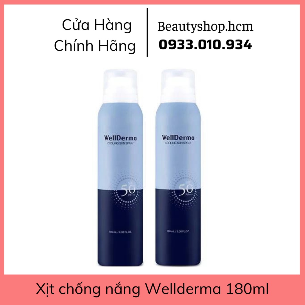 Xịt chống nắng,chống trôi Wellderma SPF50 PA+++180ml