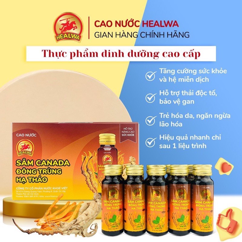 Cao Nước Sâm Canada Đông Trùng Hạ Thảo ( Hộp 10 chai x 50ml )