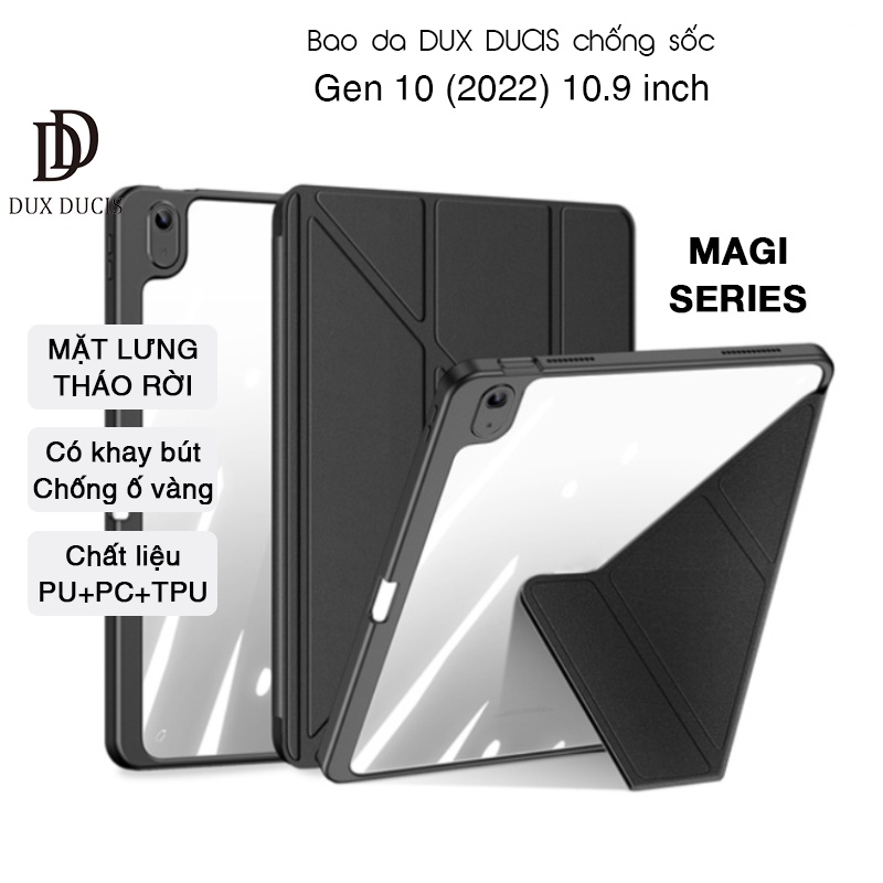 Bao da DUX DUCIS iPad Gen 10 (2022) 10.9 inch (MAGI SERIES) - Mặt lưng trong, Có Khay Bút - Đen