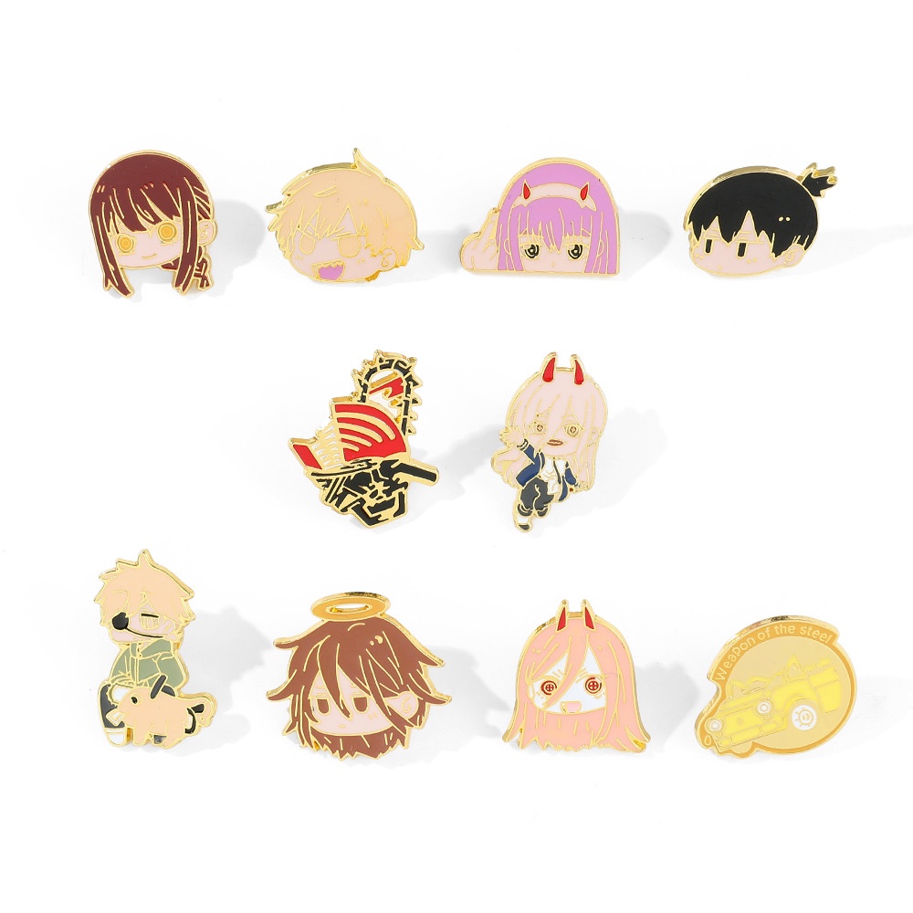 Huy Hiệu Cài Áo Kim Loại Hình Nhân Vật Phim Saw Man Pochita Denji Power Makima