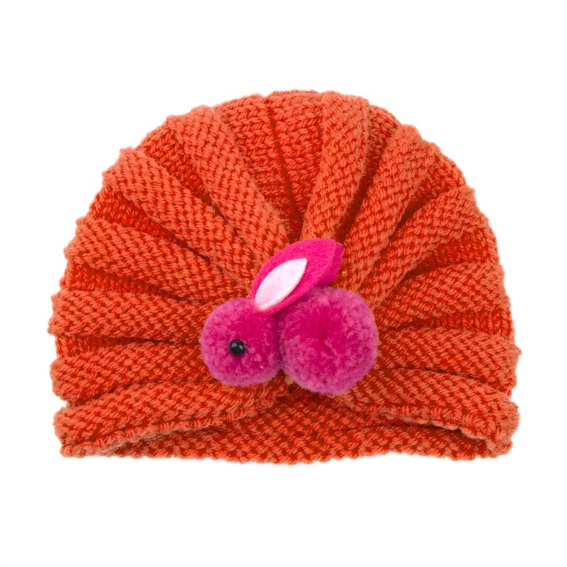 Mũ Beanie Đan Len Giữ Ấm Mùa Đông In Họa Tiết Thỏ Dễ Thương Cho Bé Trai + Gái