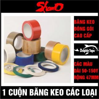 [ 1 cuộn ] Băng keo đóng gói hàng hóa các màu Trong – Đục – Xanh – Nâu da bò – Hàng dễ vỡ - Không ồn – Băng dính OPP