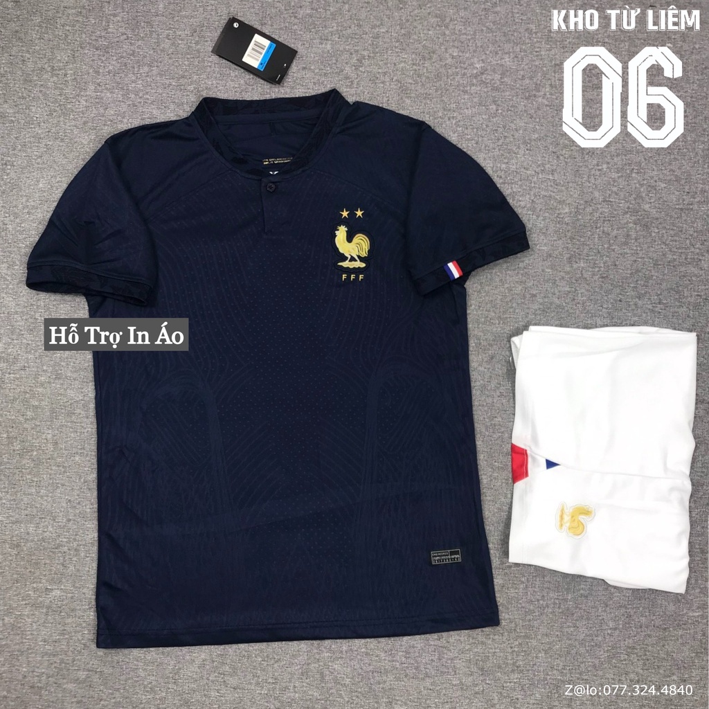 Đồ đá banh - bộ quần áo đá bóng nam ngắn tay đội tuyển Pháp Vải Fex Thái Cao Cấp