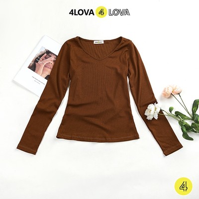 Áo len cổ tim 4LOVA thu đông dài tay giữ nhiệt chất thun tăm đẹp đanh mịn gam màu đẹp sang trọng