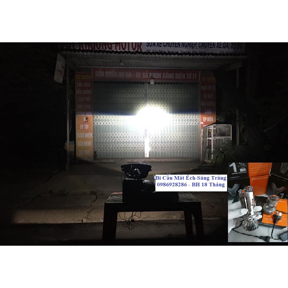 Led bi cầu mắt ếch Y1 chân H4 lắp oto-xe máy