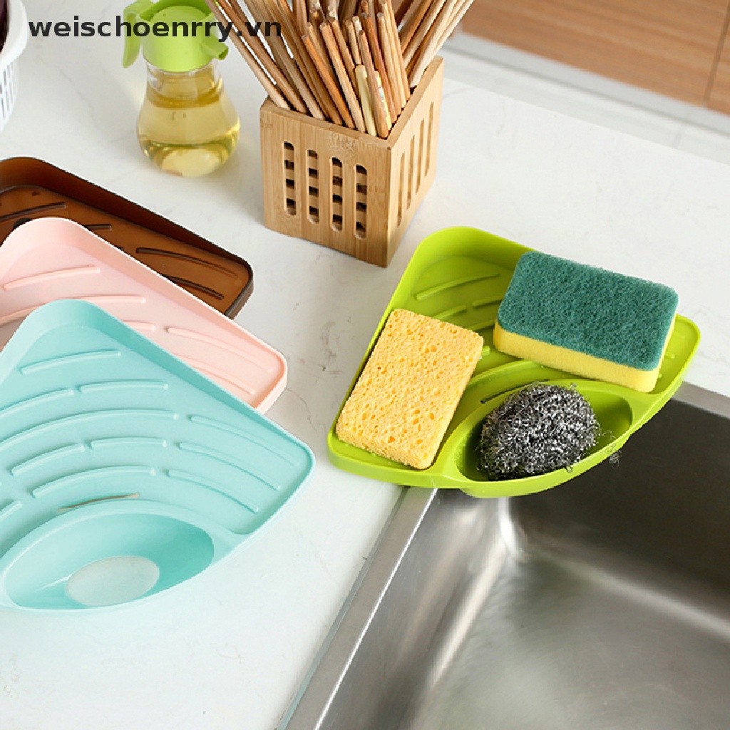 Giá Đựng Xốp Rửa Chén Gắn Góc Tường Tiện Dụng Cho Nhà Bếp