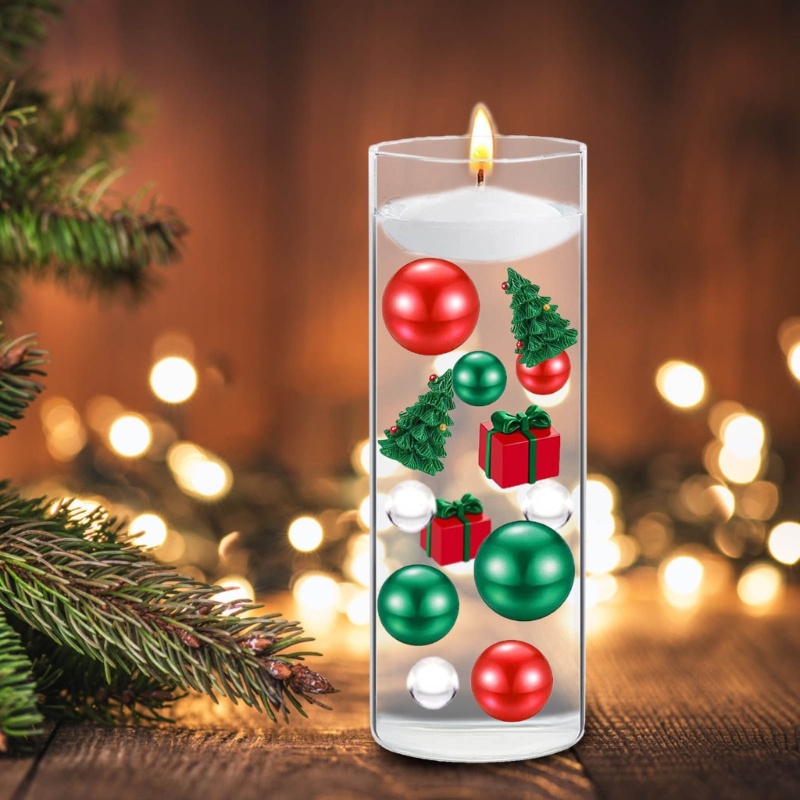 Bộ 2106 Hạt Ngọc Trai Nổi Trang Trí Bình Hoa Phong Cách Giáng Sinh