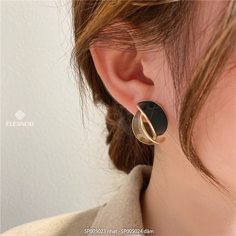 Bông tai nữ hình học ba chiều Eleanor Accessories phối hai màu phụ kiện trang sức độc lạ cá tính