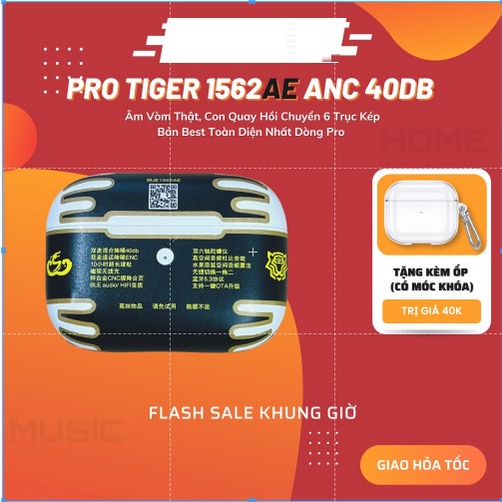 Tai Nghe Bluetooth Tiger 1562-AE ANC 40dB, Hỗ Trợ Âm Không Gian Thật Vi Trình Mới