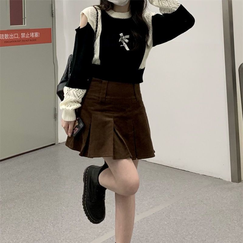 IELGY IELGY Áo sweater Dệt Kim Trễ Vai Dáng Ôm Thời Trang Cho Nữ