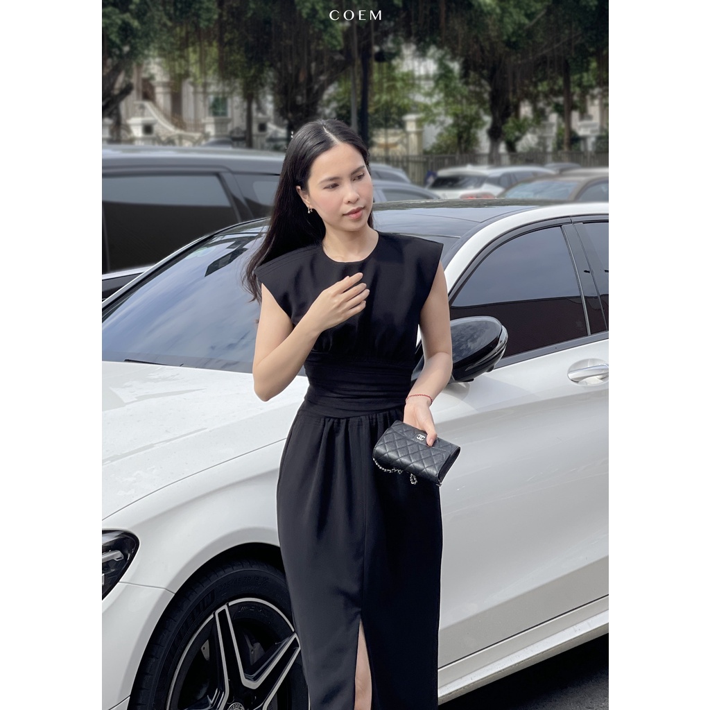 ĐẦM KIỂU MIDI 2 LỚP CỔ TRÒN SÁT NÁCH XẾP LY EO THIẾT KẾ COEM KÍN ĐÁO SANG TRỌNG DỰ TIỆC, DU LỊCH, VĂN PHÒNG MÀU- MỸ DRES