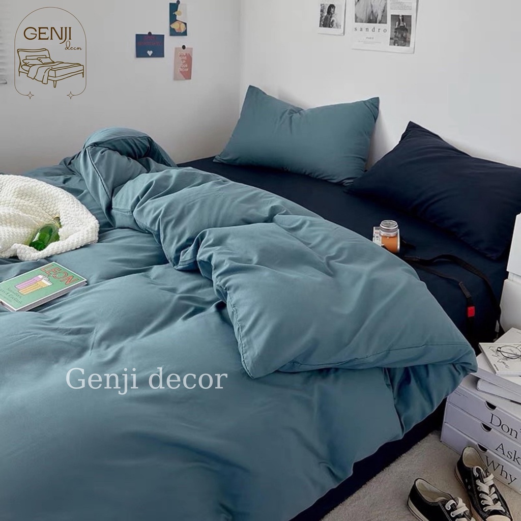 Bộ chăn ga gối cotton poly Genji Decor 01, bộ chăn ga gối 4 món đầy đủ kích thước mẫu mã