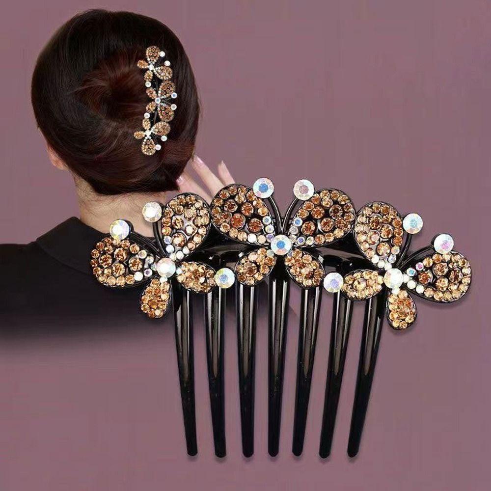 Lược Cài Tóc Hình Bướm Lấp Lánh Phong Cách Hàn Quốc Cho Cô Dâu
