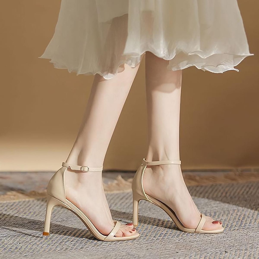 Giày Sandal gót nhọn Ngọc Trinh bản dây cao gót bít hậu 9 phân bigsize SD002