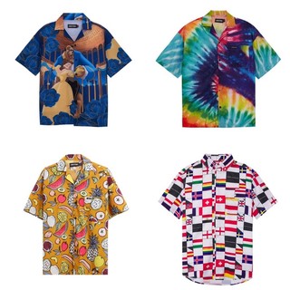 Áo sơmi unisex tay ngắn hoạ tiết