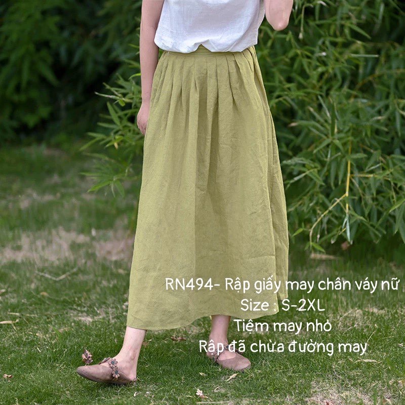 RN494_Rập giấy may chân váy xếp li nữ