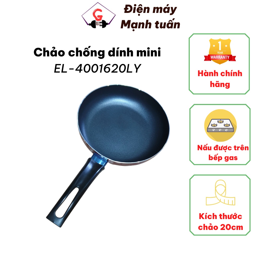 Chảo chống dính mini Elmich EL-4001620LY 20cm nấu bếp gas bếp hồng ngoại