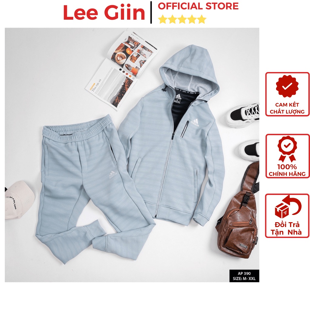 Bộ quần áo nam thu đông hàng hiệu chuẩn form Adidas Hàng Loại 1 Lee Giin LG390 Đồ bộ nam mùa đông dày dặn cao cấp 2022