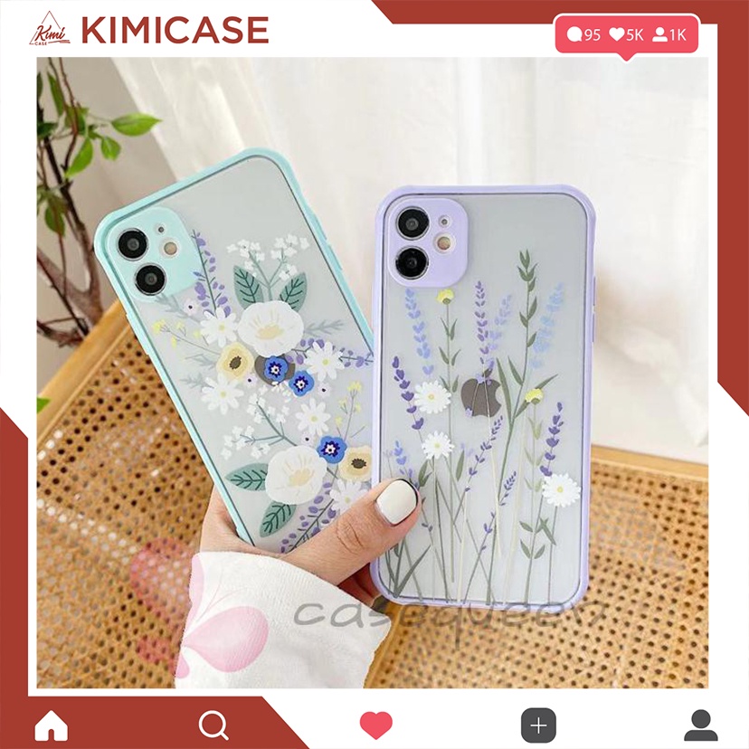 Ốp lưng Xiaomi Redmi 7 8 9 9A 9C 9T 10 10C Mi 11T Pro 5g 11 Lite 5G NE 11T PocoX3 NFC Pro dẻo vuông bảo vệ camera hoa lá