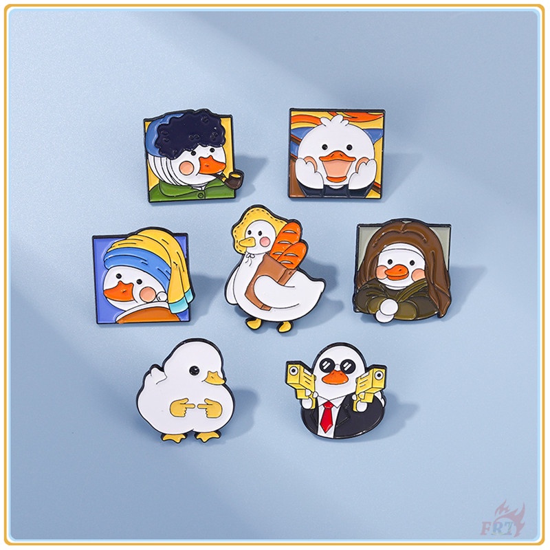 ★ Ghim Cài Áo Hình Vịt Nghệ Thuật Vui Nhộn ★ 1 Huy Hiệu Gài Áo Hình Tranh Van Gogh