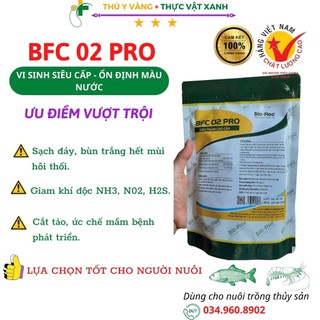 Chế phẩm sinh học bfc 02 pro sạch nước gỉam tảo ao nuôi gói 500gr
