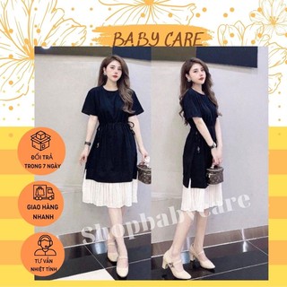 [DỄ THƯƠNG M174]VÁY BẦU XINH CHẤT COTTON ĐUÔI CÁ,PHA VOAN TRẮNG XẾP LY- ĐẦM BẦU CÔNG SỞ THIẾT KẾ NHẸ NHÀNG