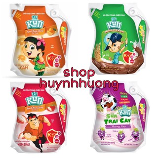 {không thẻ cào} Thùng 24 Túi Sữa Chua Uống Kun Hương Dâu / Cam / Socola/ Nho 110ml