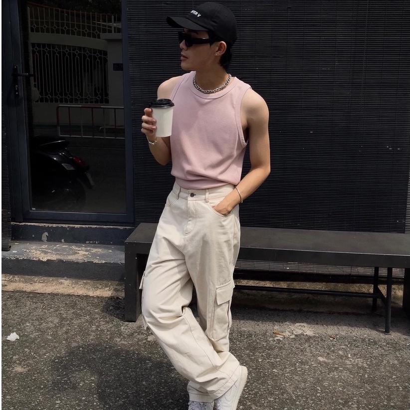 Quần Khaki Túi Hộp Màu Beige - Khaki Cargo Pants