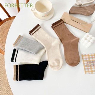 Tất vớ nữ cổ viền sọc ngang màu trơn dày dặn cotton