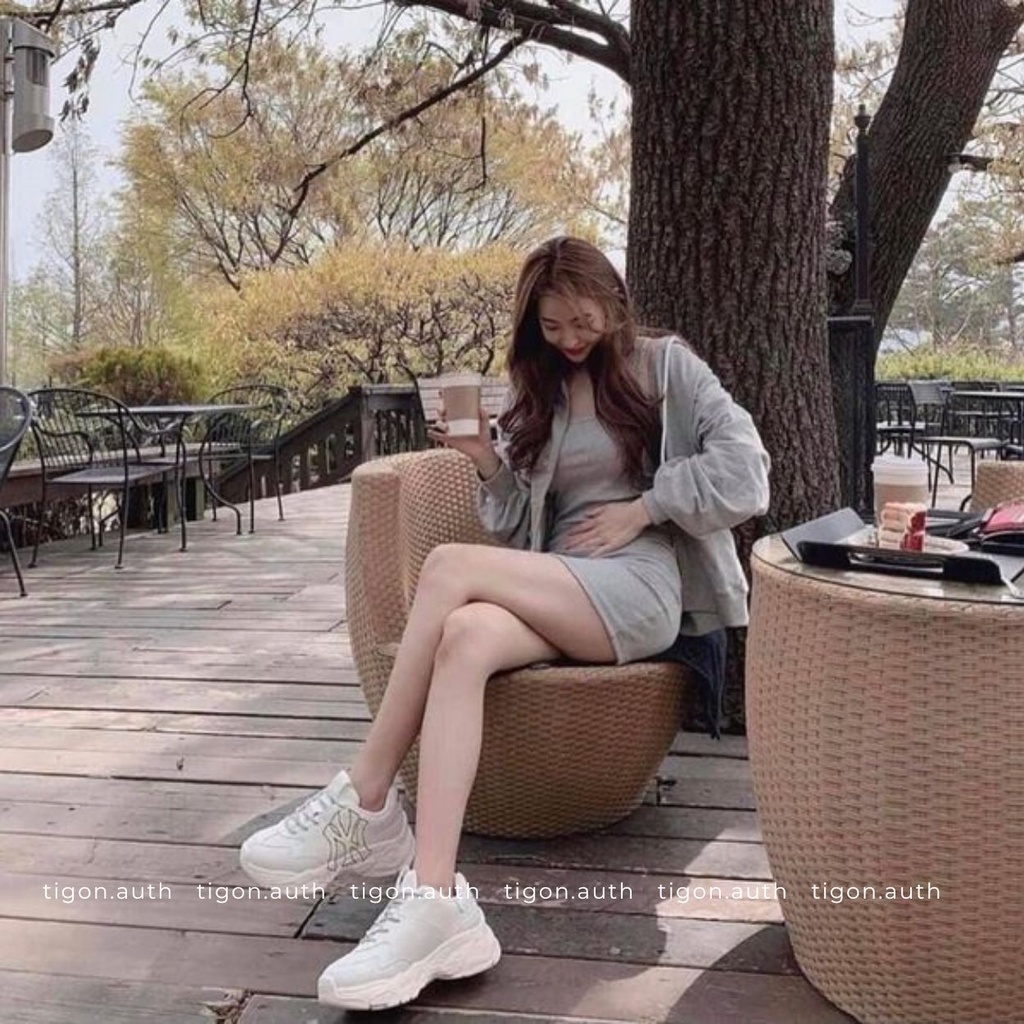 Giày thể thao nữ MLB NY Yankee - Big Ball Chunky A, Giày thể thao trắng chính hãng MLB 32SHC1911-50I [100% AUTHENT