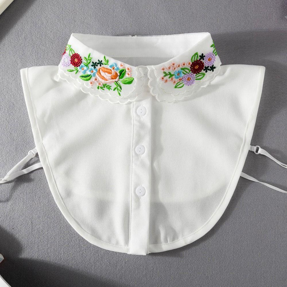 Cổ Áo Sơ Mi Giả Hai Lớp Thêu Hình Hoa Có Thể Tháo Rời Thời Trang Cho Nữ