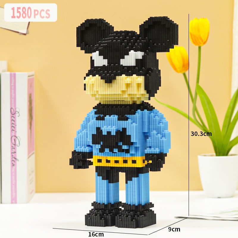 lắp ráp mô hình le go 3D Gấu Bearbrick cỡ lớn 30.3cm Hàng Đẹp siêu nhân batman SIÊU HOT có ngăn kéo tặng kèm búa