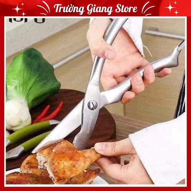 Kéo Cắt Gà Inox Đa Năng Sắc Bén Có Chốt Chặn An Toàn Chất Liệu Inox Siêu Bền Không Gỉ Sét
