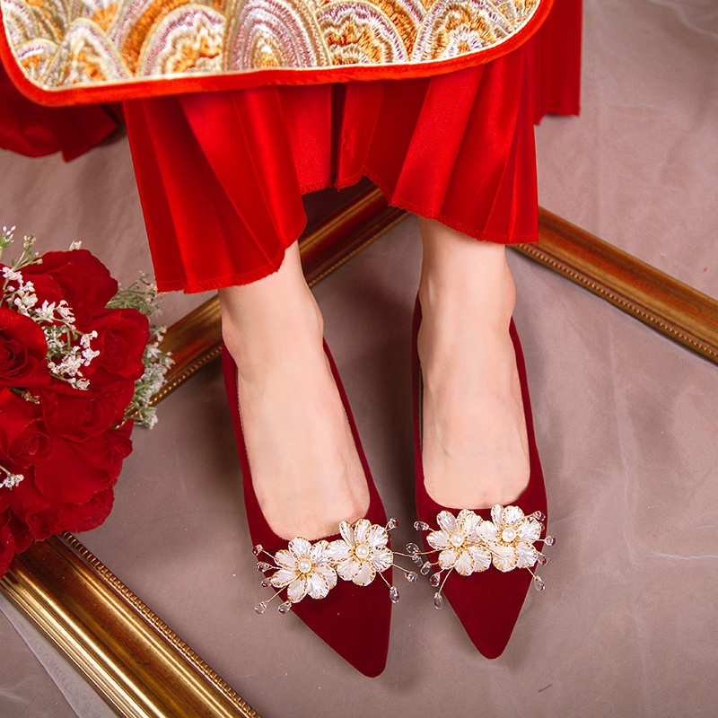 Giày Cao Gót Da Lộn Phong Cách retro Pháp Cho Nữ