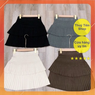 Chân váy len xếp ly 2 tầng