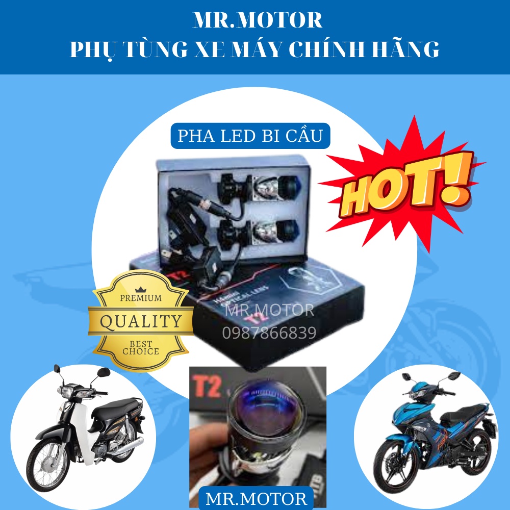 Đèn pha Led bi cầu mini T2 mẫu 2022 giá 1 bóng( hộp 2 bóng) phù hợp các loại xe máy, ô tô.