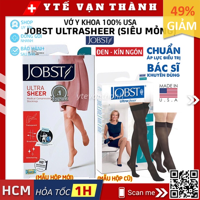 ✅ Vớ Y Khoa JOBST Ultrasheer (Cực Siêu Mỏng) (Đen, Kín Ngón) | Tất Suy Giãn Tĩnh Mạch 100% USA Mỹ -VT0893