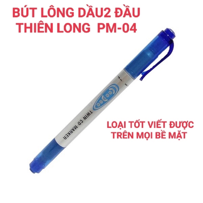 Bút lông dầu Thiên Long PM-04 MỰC XANH -2 đầu viết được tất cả các bề mặt loại tốt