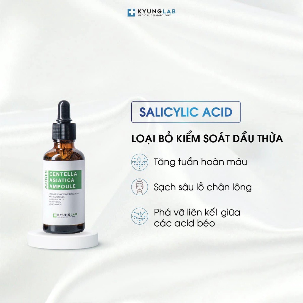 Serum mụn Kyung Lab Acnes Centella Asiatica Ampoule kiềm dầu mờ thâm 50ml