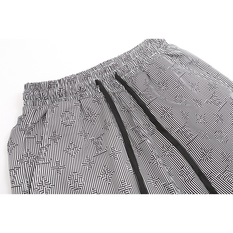 L &amp; * V-- Quần Short AOP Kẻ Sọc Dọc Biểu Tượng Logo Thời Trang Đường Phố Cao Cấp