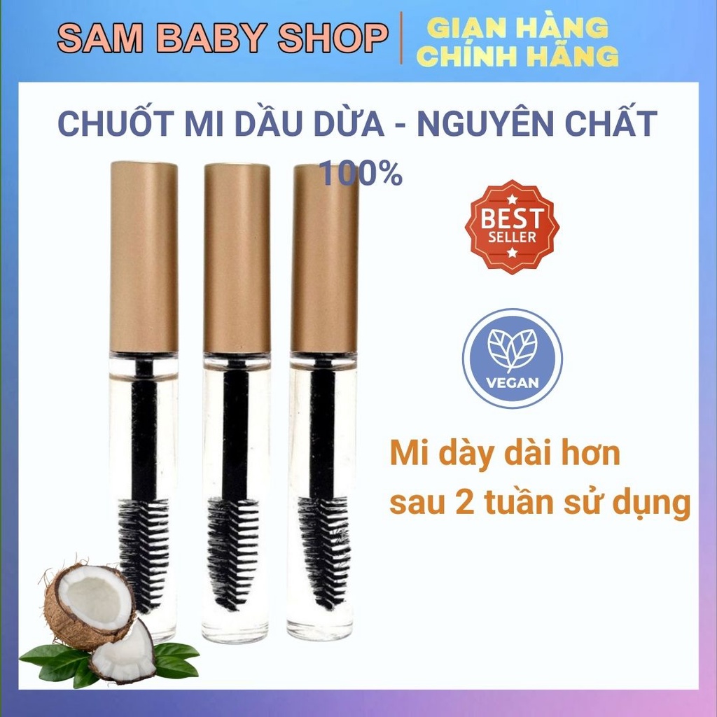 Chuốt Mi Dầu Dừa (Mascara Dầu Dừa), chính hiệu dầu dừa ép lạnh, chuốt mi tự nhiên,dưỡng dài mi (Sam Natural)