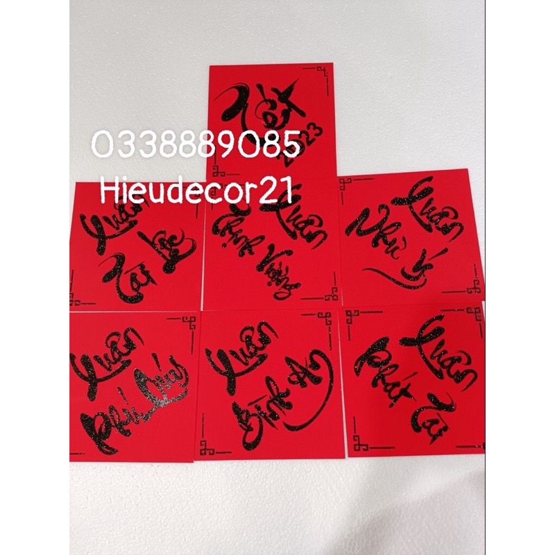 Chữ nhũ thư pháp XUÂN PHÁT TÀI, XUÂN PHÚ QUÝ...dán giấy đỏ trang trí Tết ạ