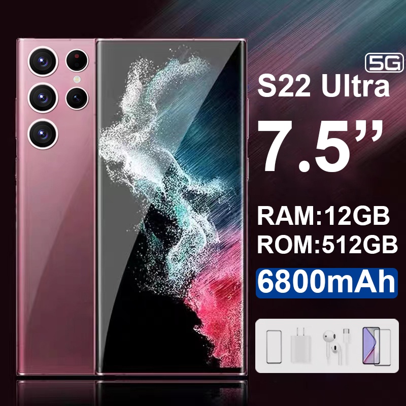 【COD】điện thoại di động Galaxy S22 Ultra nguyên bản 7,5 inch màn hình lớn Video hỗ trợ trò chơi 5G Máy ảnh HD giảm