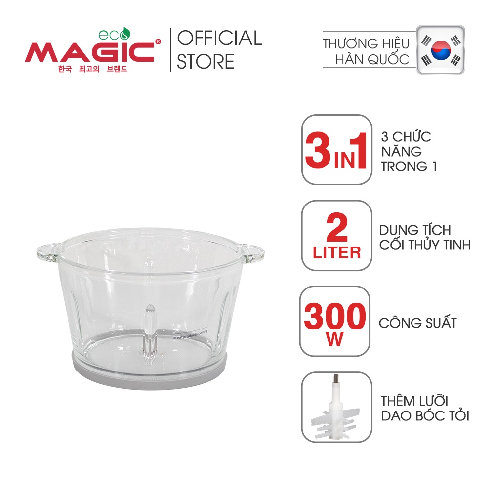 Máy xay đa năng 3 IN 1 xay thịt, xay hạt, xay sinh tố Magic Eco AC-16 1,5L, BH chính hãng