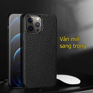 Ốp lưng da bò vân mil iPhone 14 pro max cao cấp