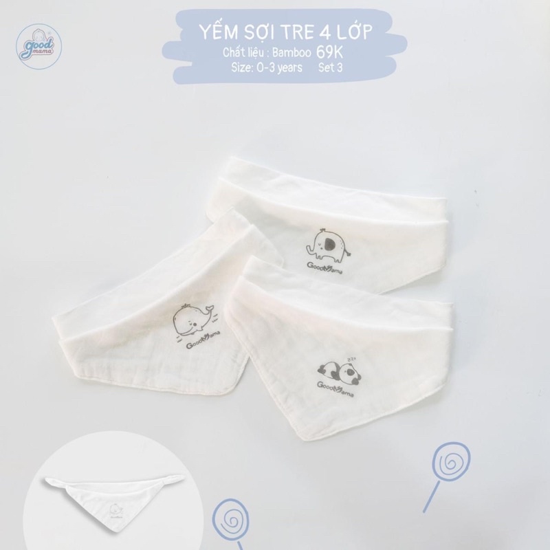 Goodmama - Set 3 yếm tam giác sợi tre 4 lớp 0811