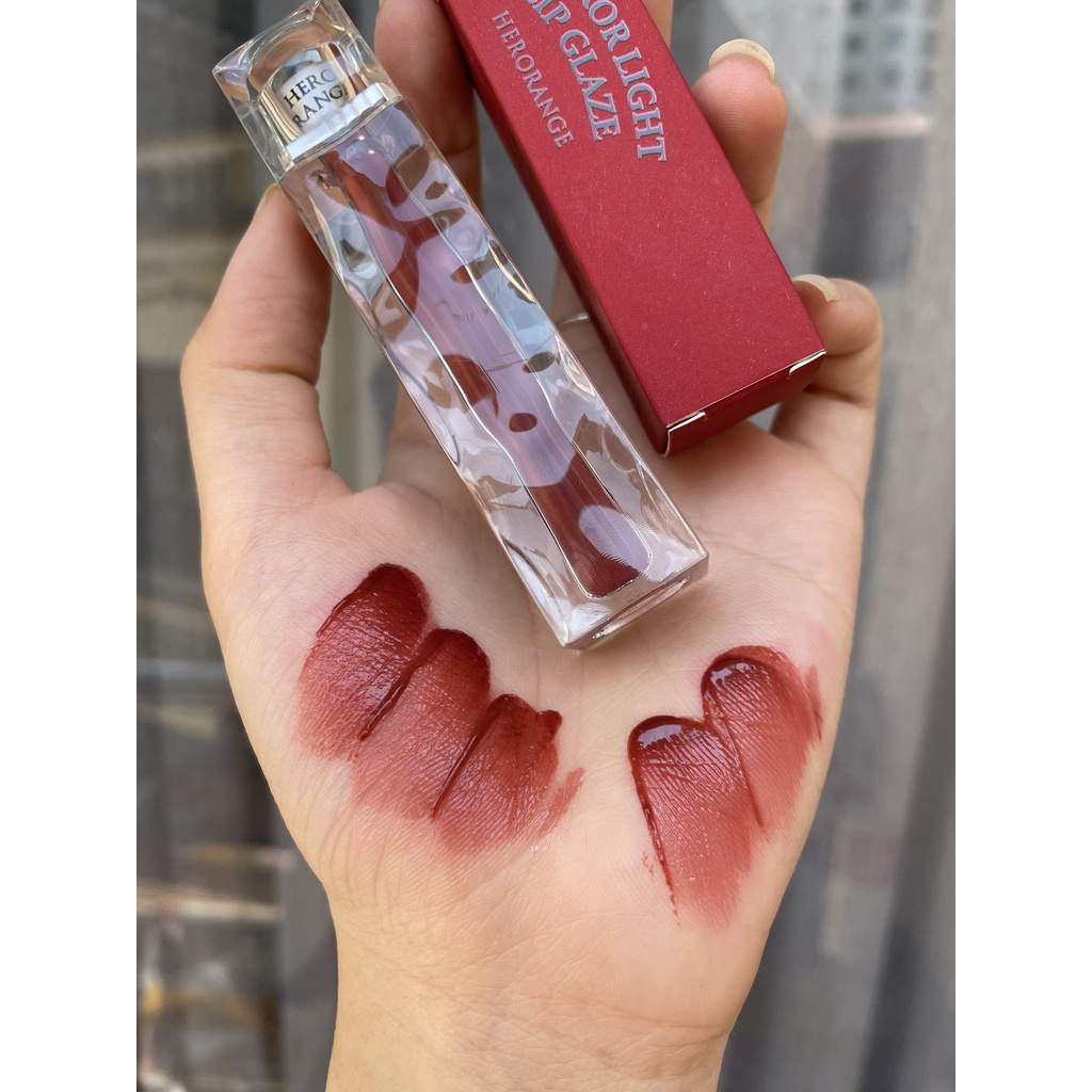 Hot Hot!! Son kem bóng trong suốt Herorange mướt môi căng mọng Mirror Light Lip Glaze màu siêu đẹp Cao Cấp